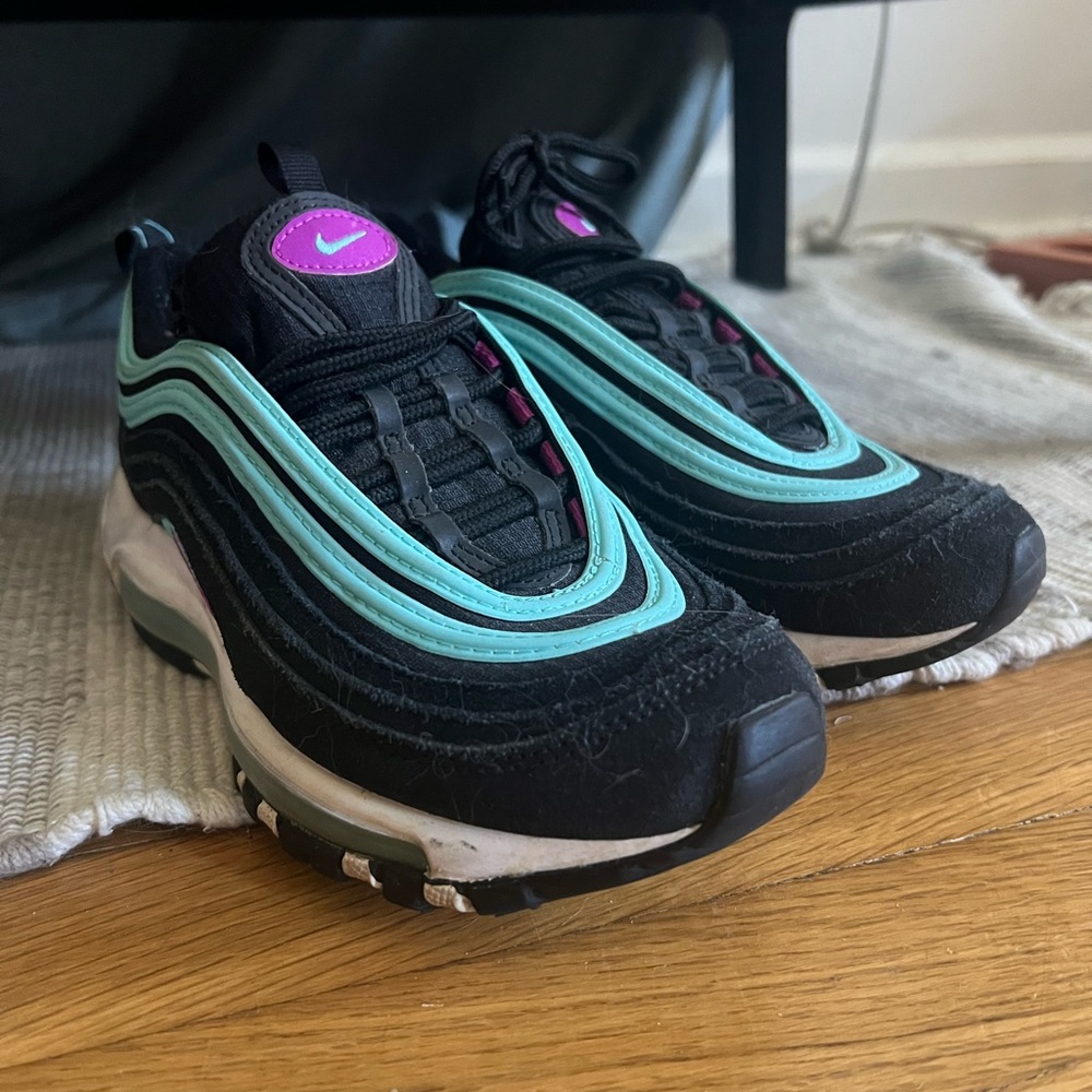 Nike Air Max 97 Black and Aqua with Pink Accents